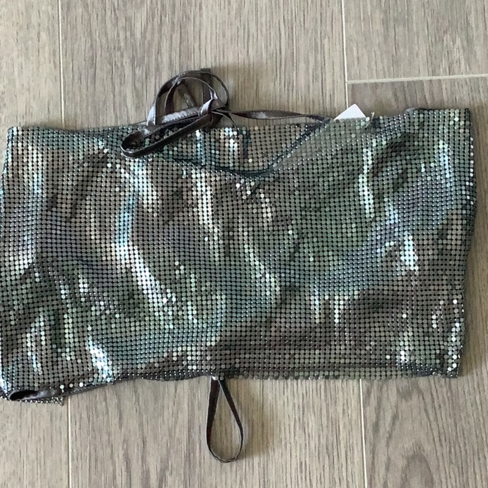 Women’s glittery  metallic Bandeau top with two tie strings at the back.